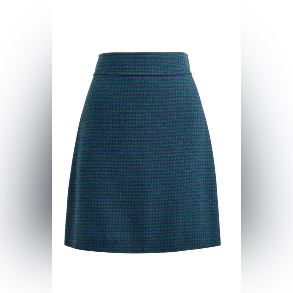J. Crew Plaid wool-blend A-line Mini Skirt - Serene Spruce - Picture 1 of 6